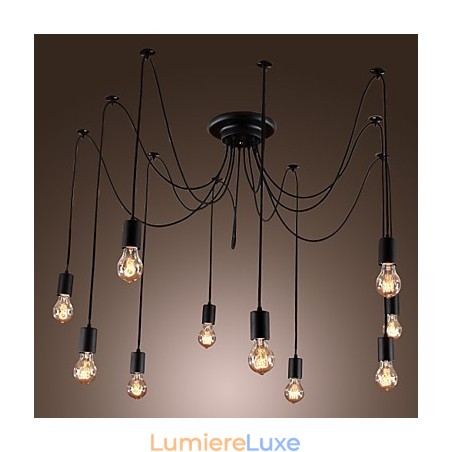 Lustre design vintage, ampoules incluses, suspension Living 10 lumières Lustre design vintage, ampoules incluses, suspension Living 10 lumières