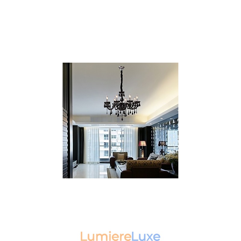 Lustre moderne contemporain en cristal électroplaqué