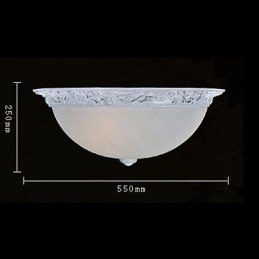 Plafonnier blanc en verre et résine sculptée, style européen classique