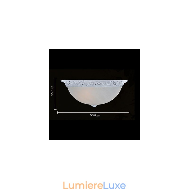 Plafonnier blanc en verre et résine sculptée, style européen classique
