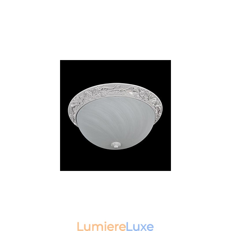 Plafonnier blanc en verre et résine sculptée, style européen classique
