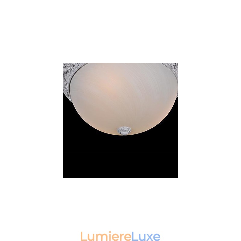 Plafonnier blanc en verre et résine sculptée, style européen classique