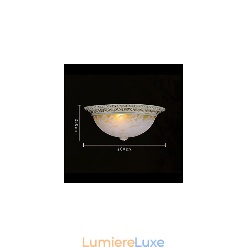 Plafonnier blanc à motifs en verre, résine, sculpture dorée, style européen classique