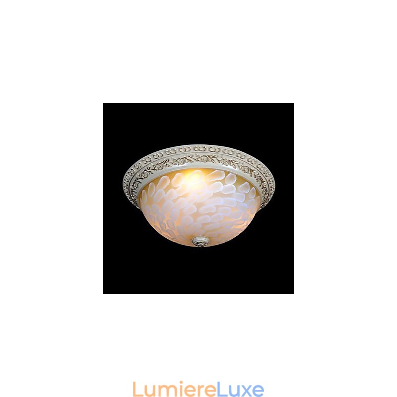Plafonnier blanc à motifs en verre, résine, sculpture dorée, style européen classique