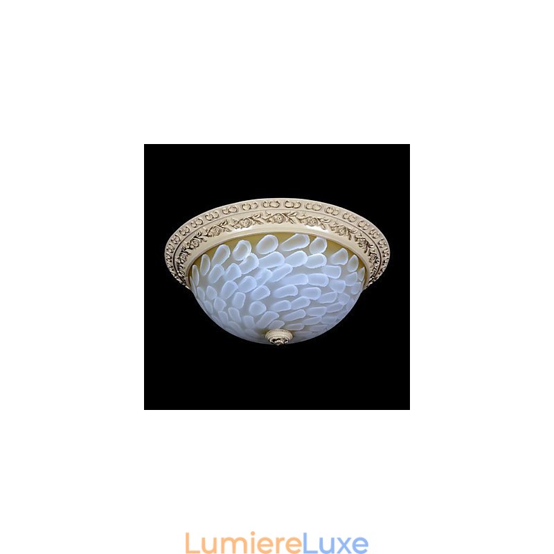 Plafonnier blanc à motifs en verre, résine, sculpture dorée, style européen classique