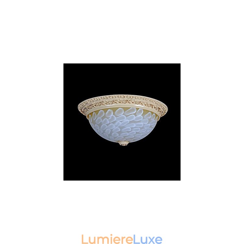 Plafonnier blanc à motifs en verre, résine, sculpture dorée, style européen classique