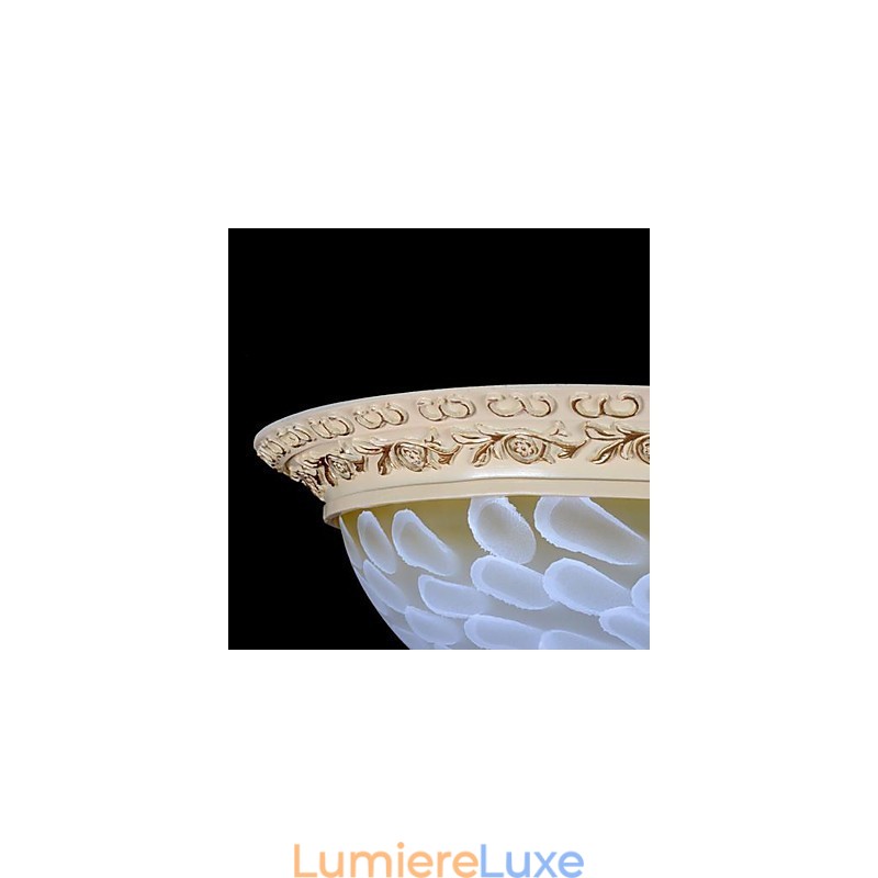 Plafonnier blanc à motifs en verre, résine, sculpture dorée, style européen classique