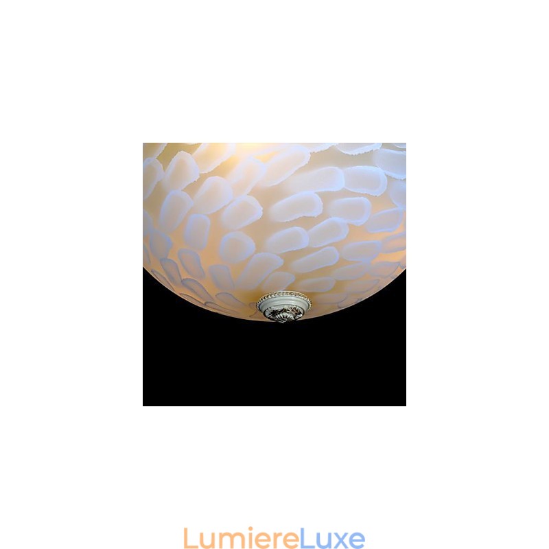Plafonnier blanc à motifs en verre, résine, sculpture dorée, style européen classique
