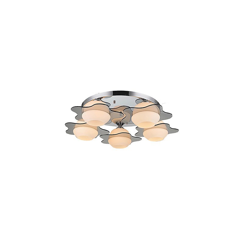 Plafonnier moderne encastré 5 lumières en métal contemporain