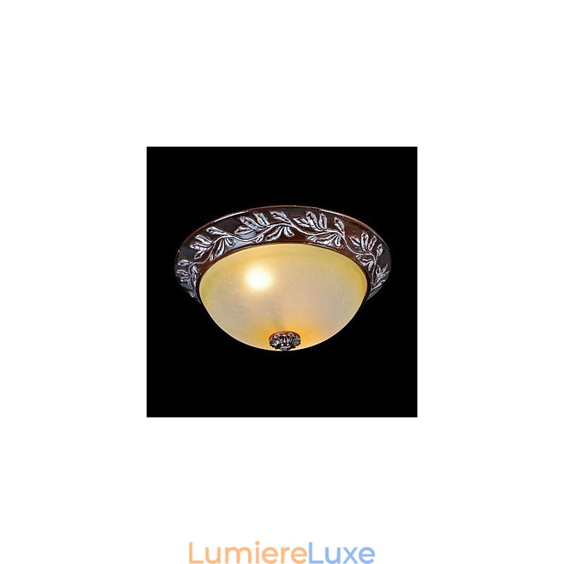 Plafonnier blanc jaune verre résine argent sculpture classique européen