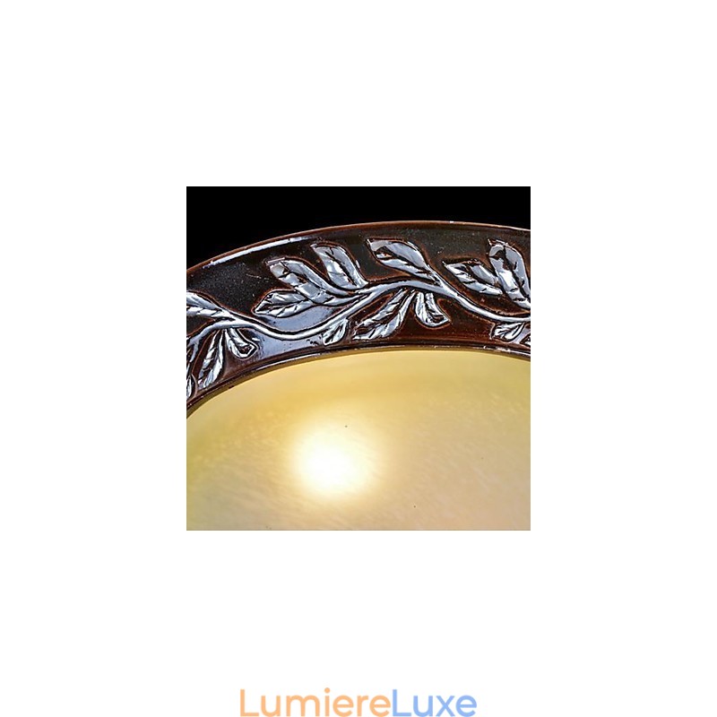 Plafonnier blanc jaune verre résine argent sculpture classique européen