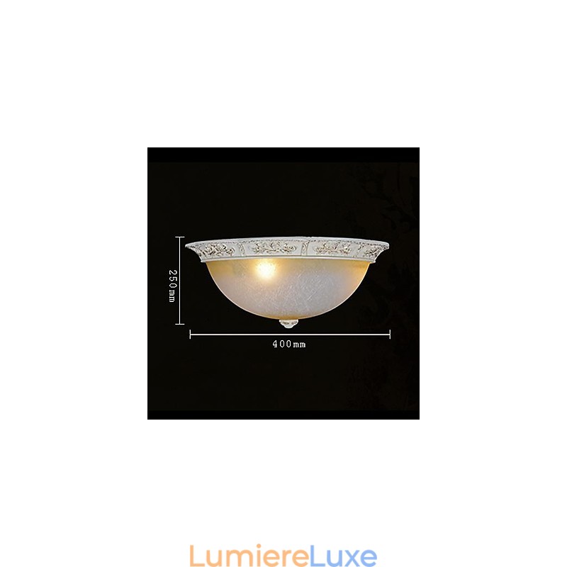 Plafonnier blanc en verre jaune blanc, motif sculpté en résine, style classique européen