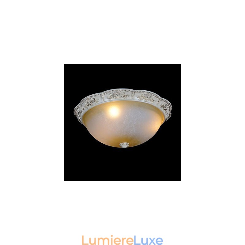 Plafonnier blanc en verre jaune blanc, motif sculpté en résine, style classique européen