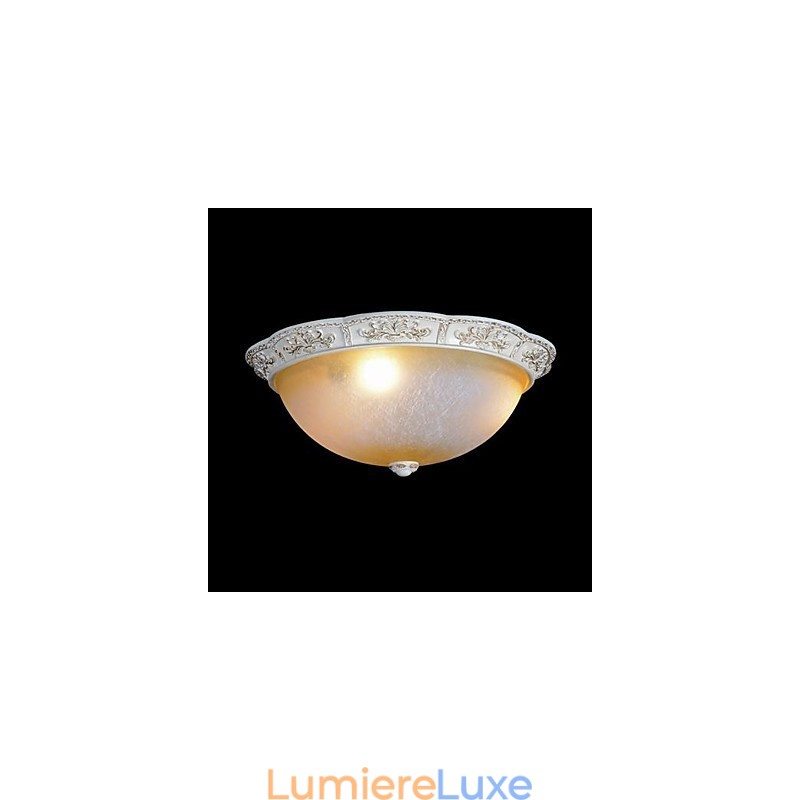 Plafonnier blanc en verre jaune blanc, motif sculpté en résine, style classique européen