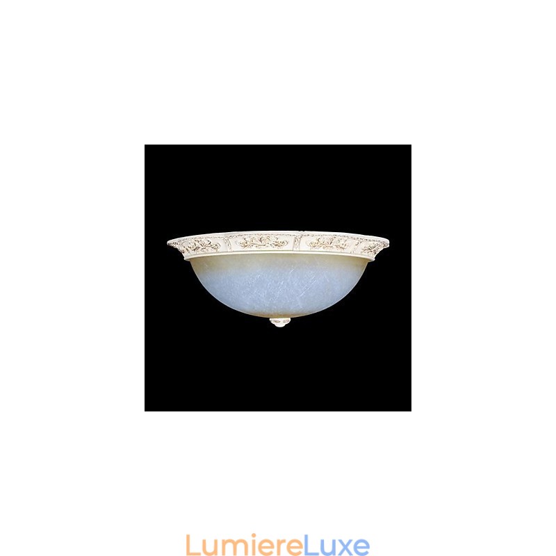 Plafonnier blanc en verre jaune blanc, motif sculpté en résine, style classique européen