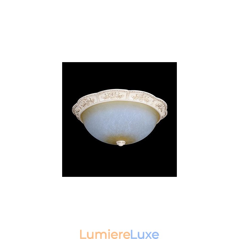 Plafonnier blanc en verre jaune blanc, motif sculpté en résine, style classique européen