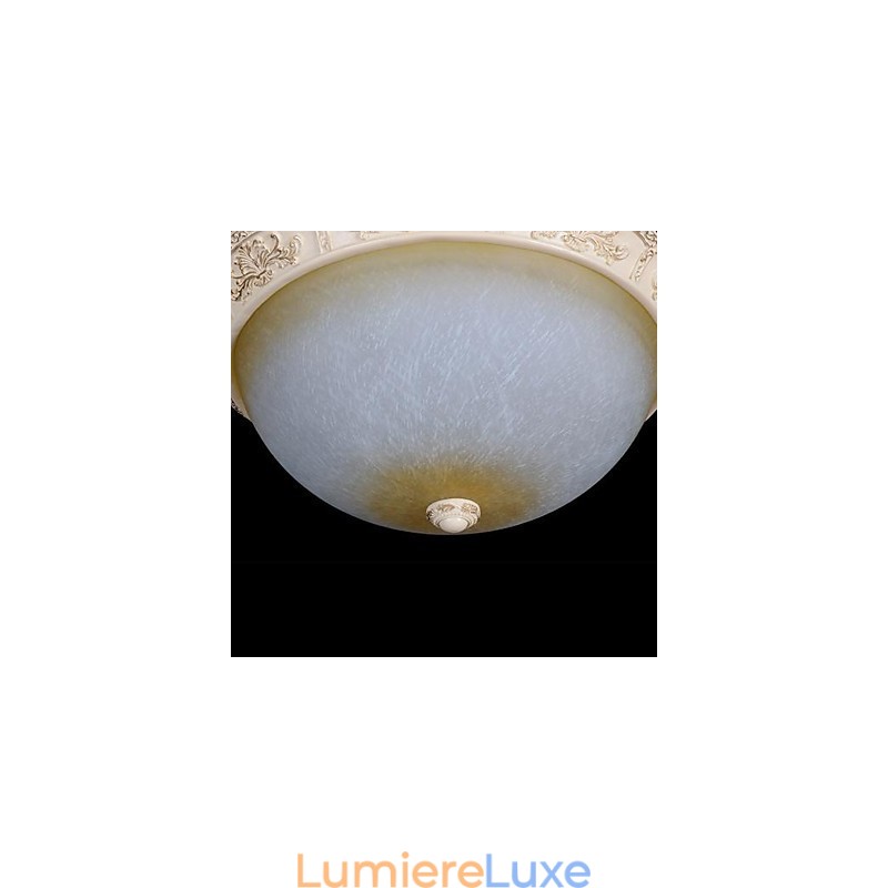 Plafonnier blanc en verre jaune blanc, motif sculpté en résine, style classique européen