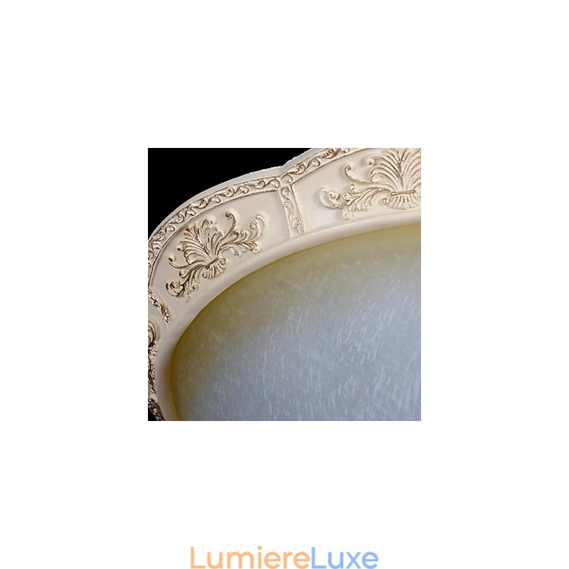 Plafonnier blanc en verre jaune blanc, motif sculpté en résine, style classique européen