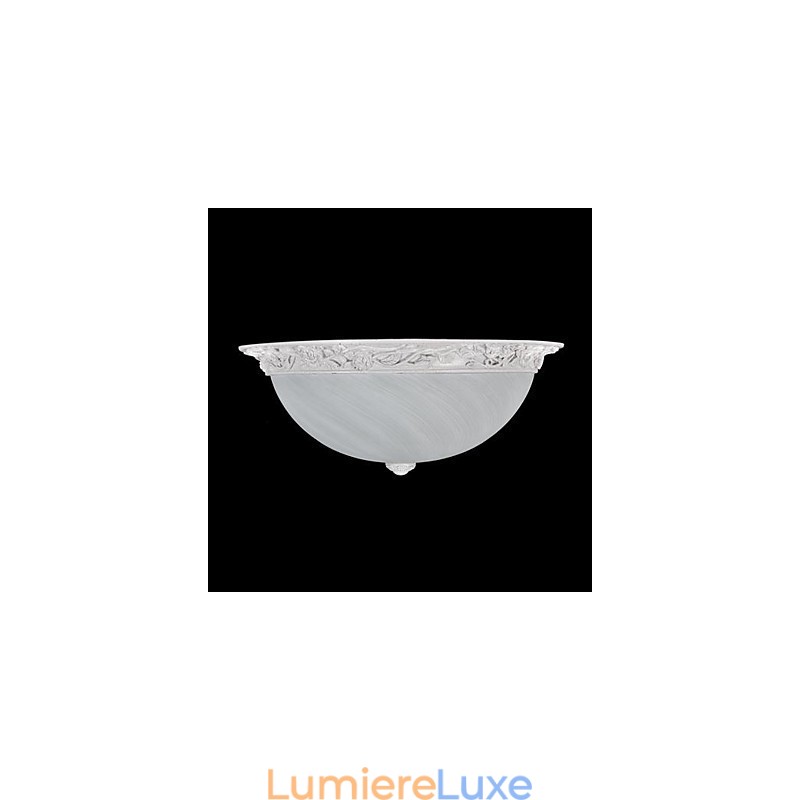Plafonnier blanc en verre et résine sculptée, style européen classique