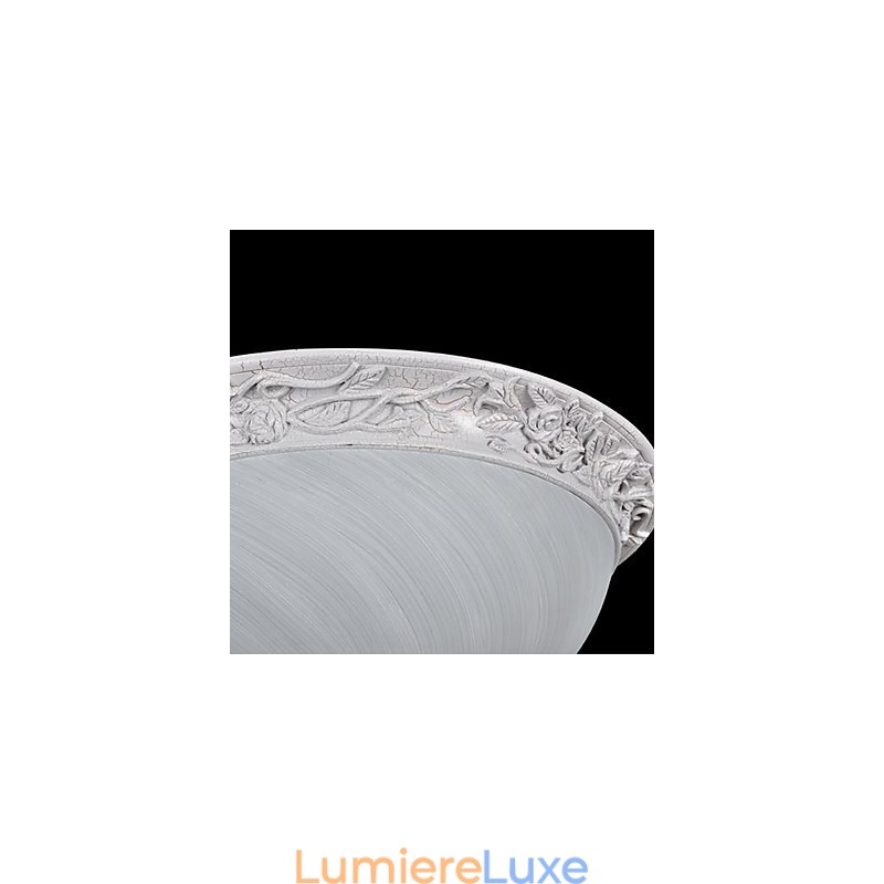 Plafonnier blanc en verre et résine sculptée, style européen classique