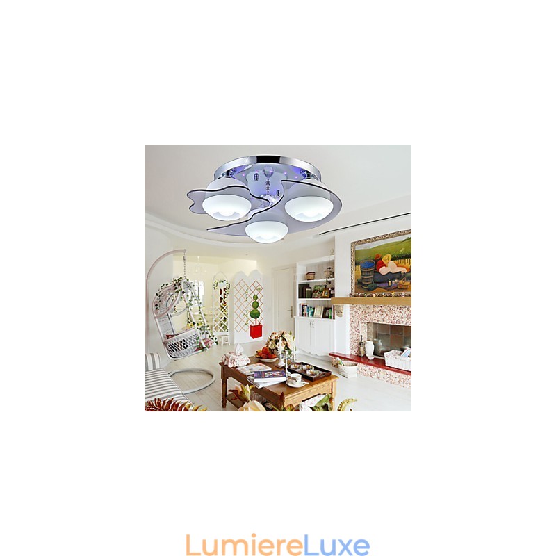 Plafonnier 3 lumières moderne et tendance en acier inoxydable blanc