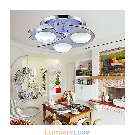 Plafonnier 3 lumières moderne et tendance en acier inoxydable blanc Plafonnier 3 lumières moderne et tendance en acier inoxydable blanc