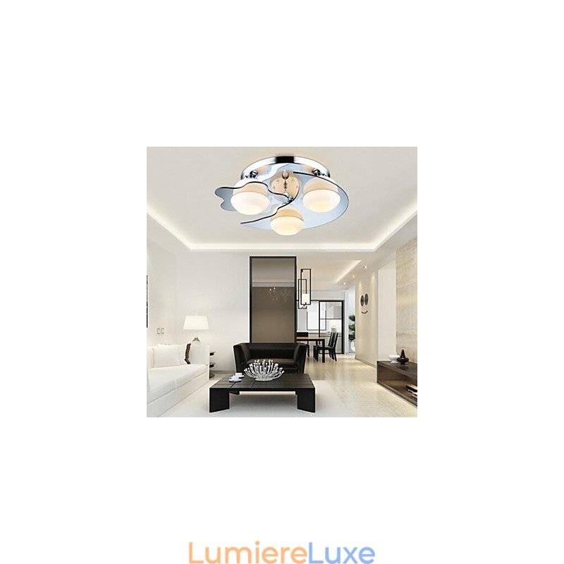 Plafonnier 3 lumières moderne et tendance en acier inoxydable blanc