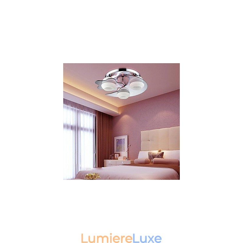 Plafonnier 3 lumières moderne et tendance en acier inoxydable blanc