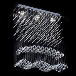 Lustre moderne contemporain en cristal électroplaqué à montage encastré