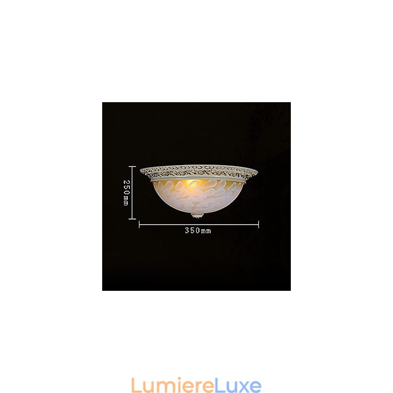 Plafonnier blanc à motifs en verre, résine, sculpture dorée, style européen classique
