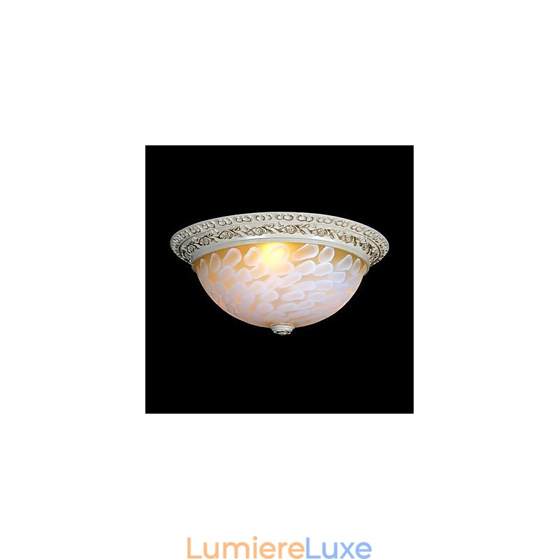 Plafonnier blanc à motifs en verre, résine, sculpture dorée, style européen classique
