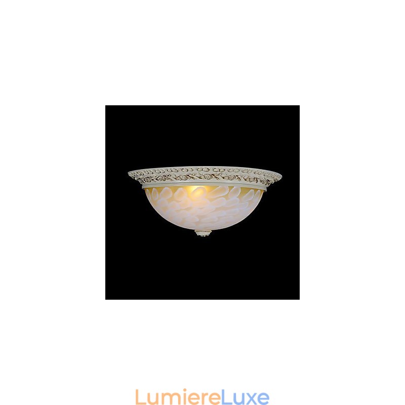 Plafonnier blanc à motifs en verre, résine, sculpture dorée, style européen classique