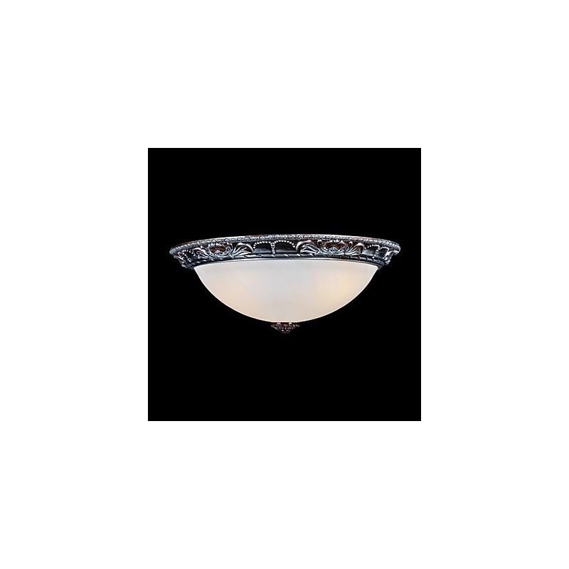Plafonnier en verre, résine, argent, sculpture, style rétro européen classique