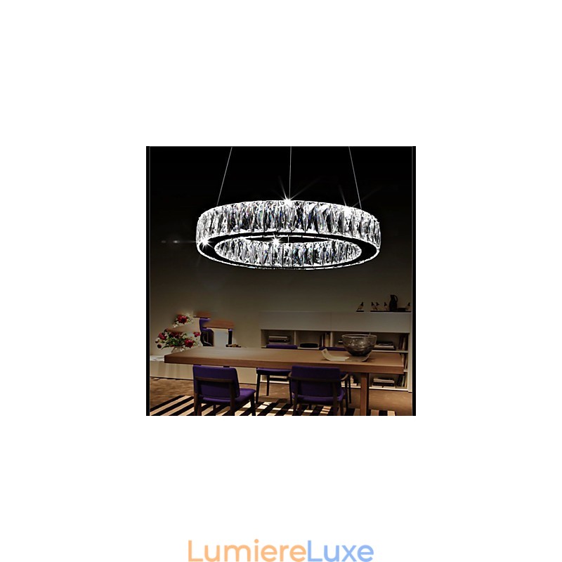 Lustre en cristal K9 à anneaux simples, luminaires de plafond d'intérieur modernes de grande taille