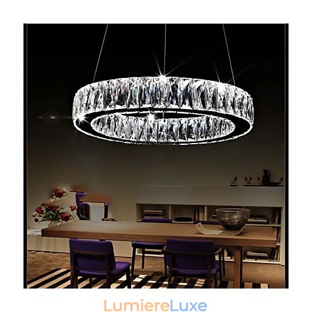 Lustre en cristal K9 à anneaux simples, luminaires de plafond d'intérieur modernes de grande taille Lustre en cristal K9 à anneaux simples, luminaires de plafond d'intérieur modernes de grande taille