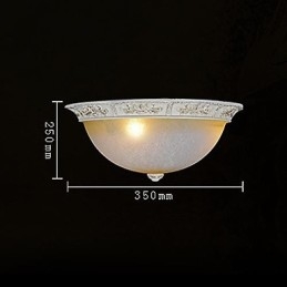 Plafonnier blanc en verre jaune blanc, motif sculpté en résine, style classique européen