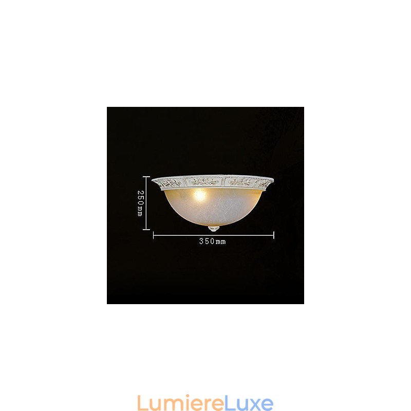 Plafonnier blanc en verre jaune blanc, motif sculpté en résine, style classique européen