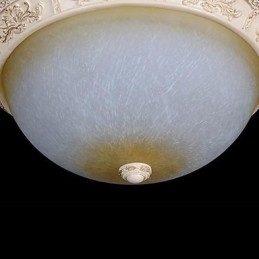 Plafonnier blanc en verre jaune blanc, motif sculpté en résine, style classique européen