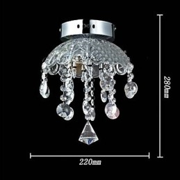Plafonnier semi-encastré en cristal à 3 lumières
