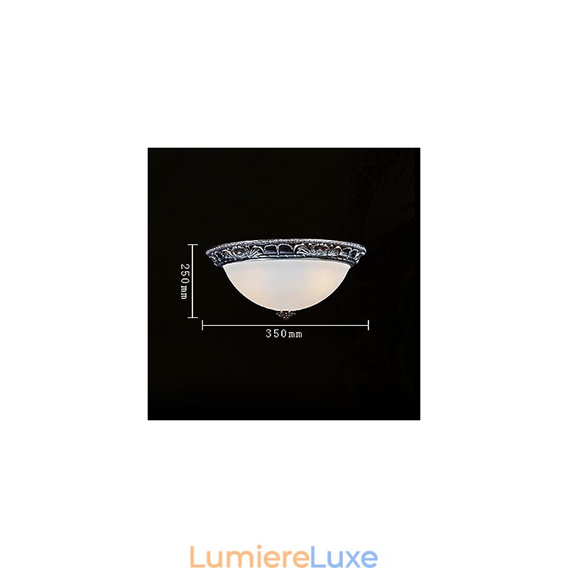 Plafonnier en verre, résine, argent, sculpture, style rétro européen classique