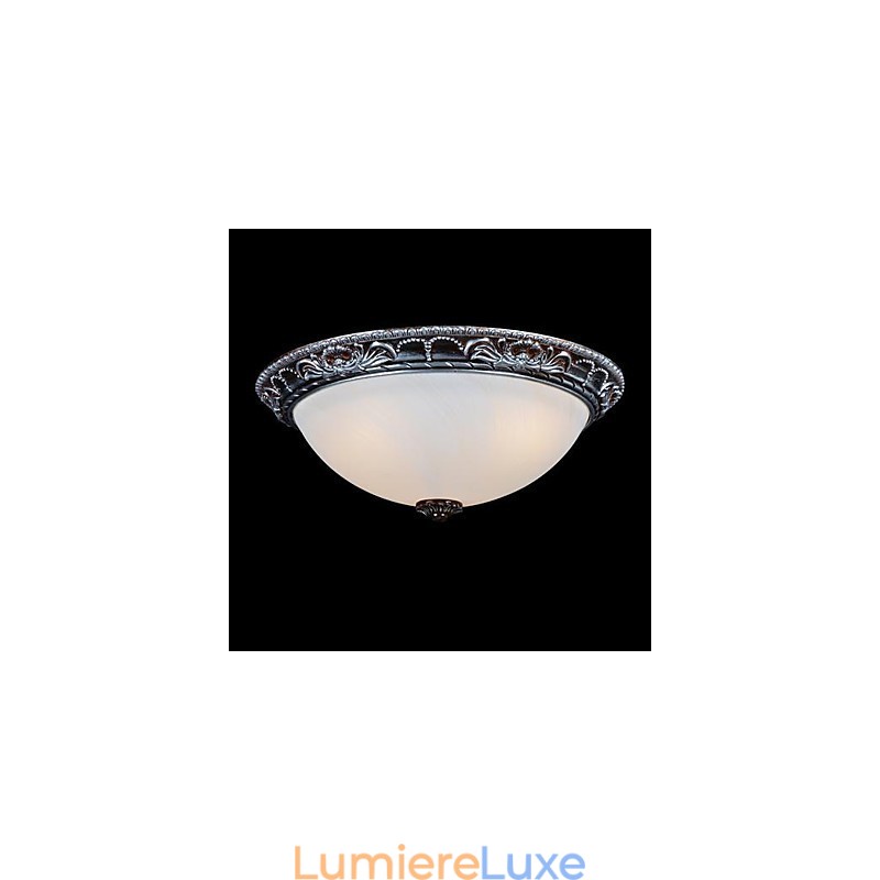 Plafonnier en verre, résine, argent, sculpture, style rétro européen classique