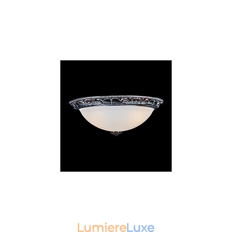 Plafonnier en verre, résine, argent, sculpture, style rétro européen classique