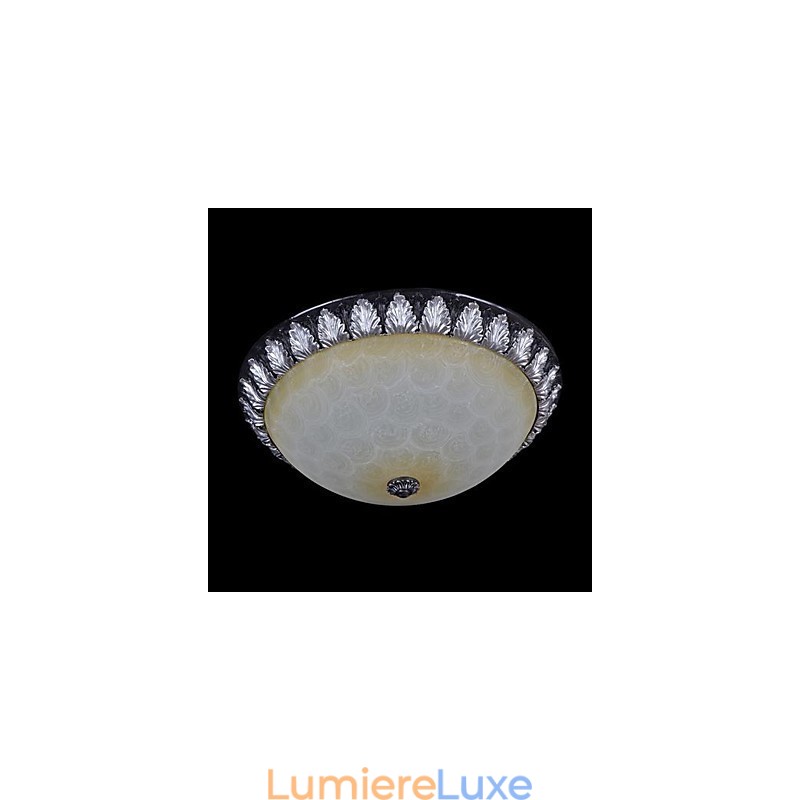 Plafonnier à motif en verre, résine, sculpture argentée, style européen classique