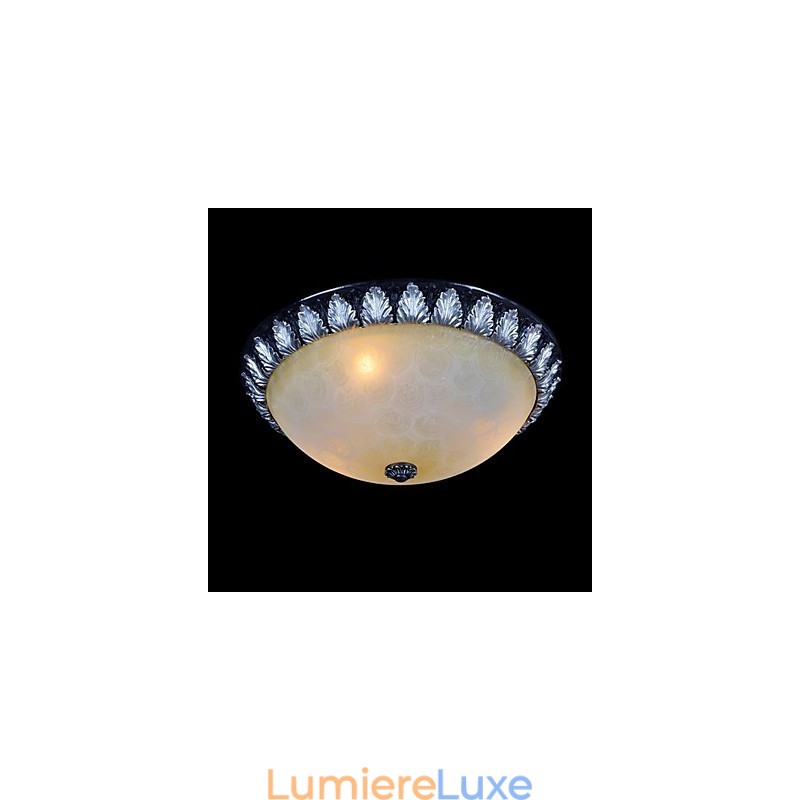 Plafonnier à motif en verre, résine, sculpture argentée, style européen classique
