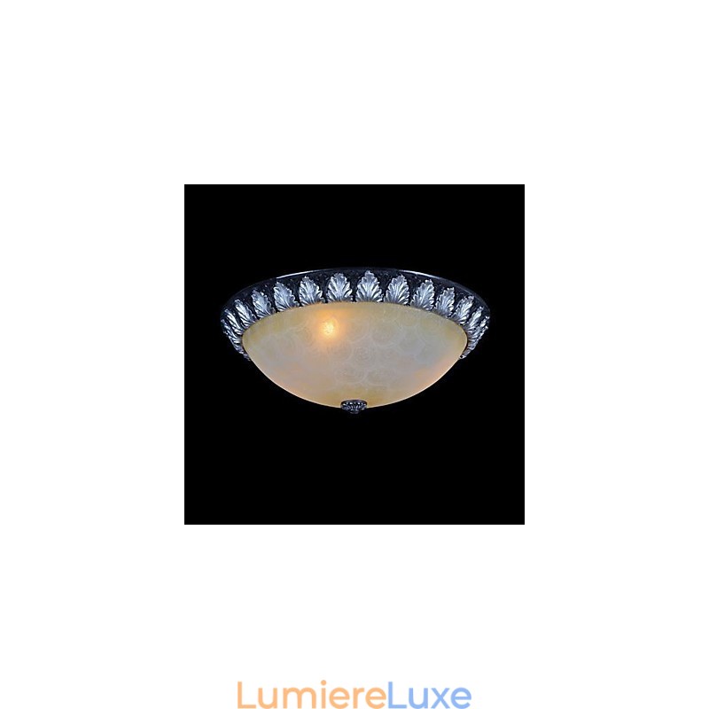 Plafonnier à motif en verre, résine, sculpture argentée, style européen classique