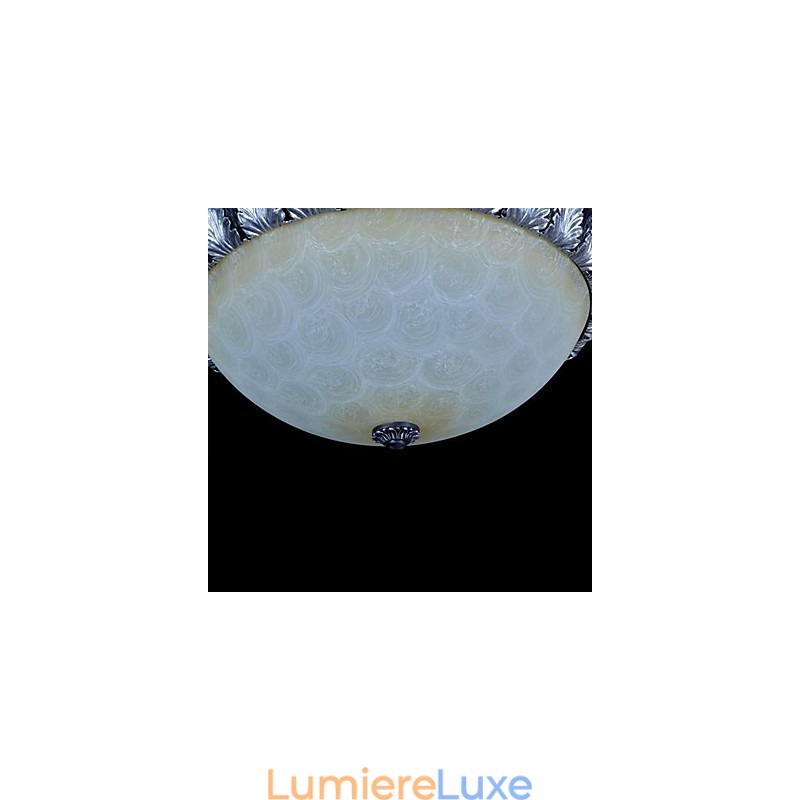 Plafonnier à motif en verre, résine, sculpture argentée, style européen classique