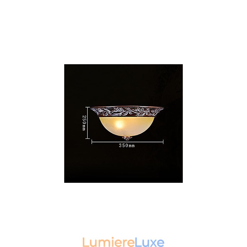 Plafonnier blanc jaune verre résine argent sculpture classique européen