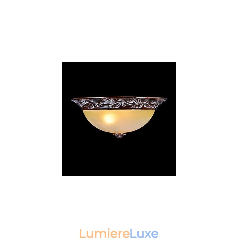 Plafonnier blanc jaune verre résine argent sculpture classique européen