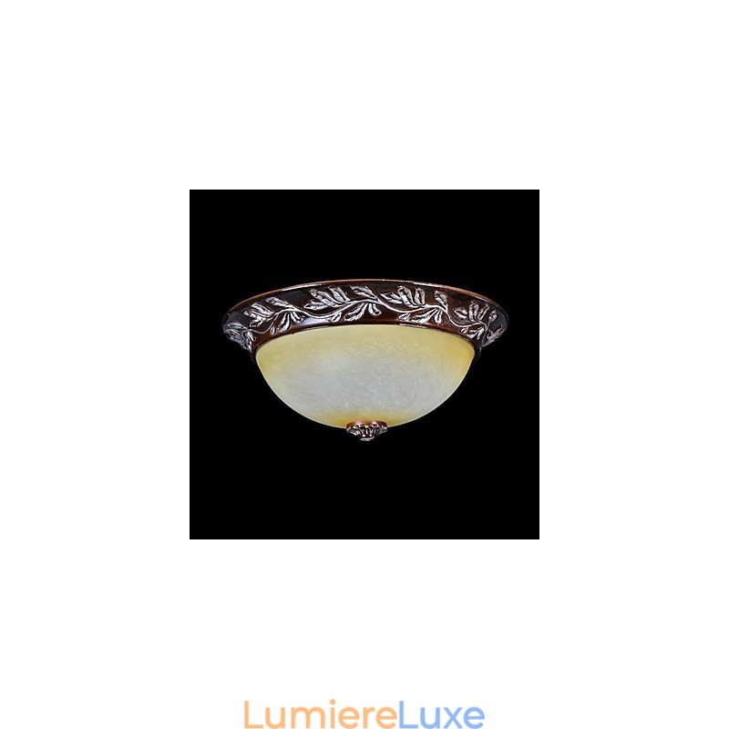 Plafonnier blanc jaune verre résine argent sculpture classique européen