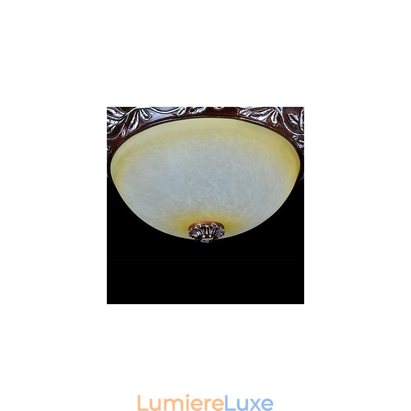 Plafonnier blanc jaune verre résine argent sculpture classique européen